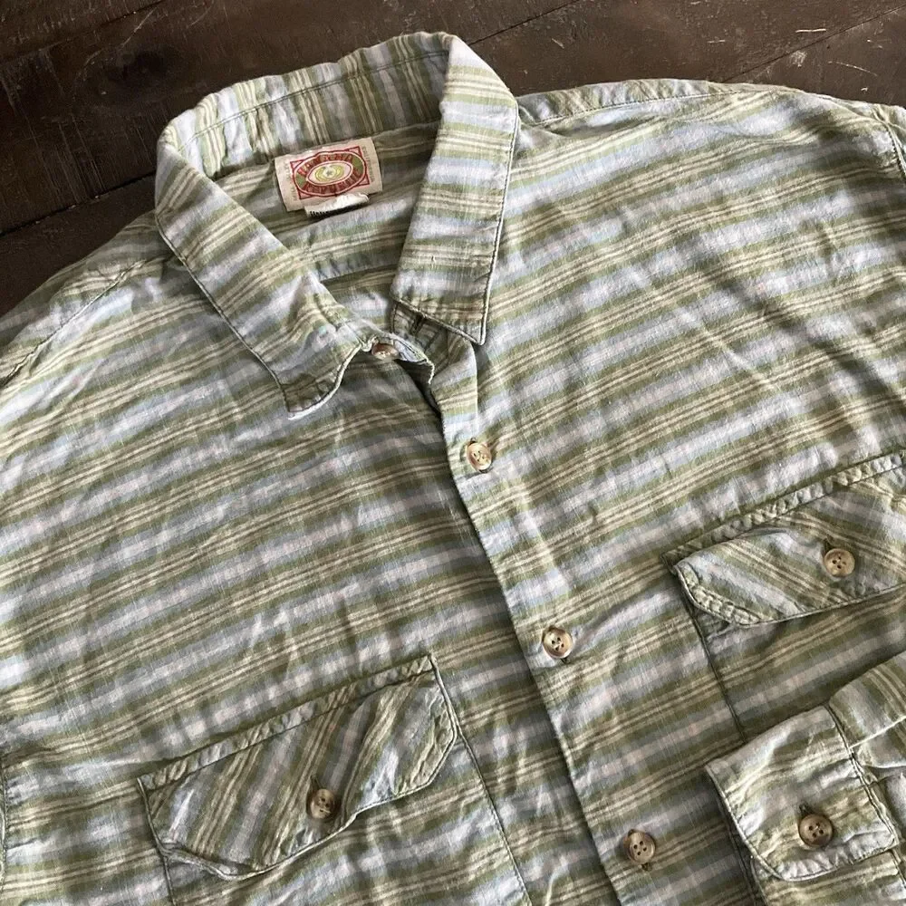 Vintage Banana Republic Shirt Men Medium Large Plaid Cotton Long Sleeve Casual